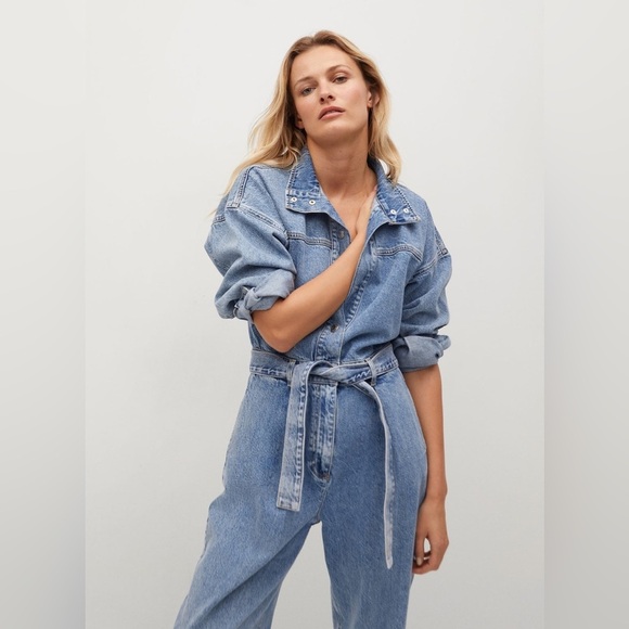 ICON DENIM LOS ANGELES | belted denim jumpsuit | size medium - Picture 1 of 5
